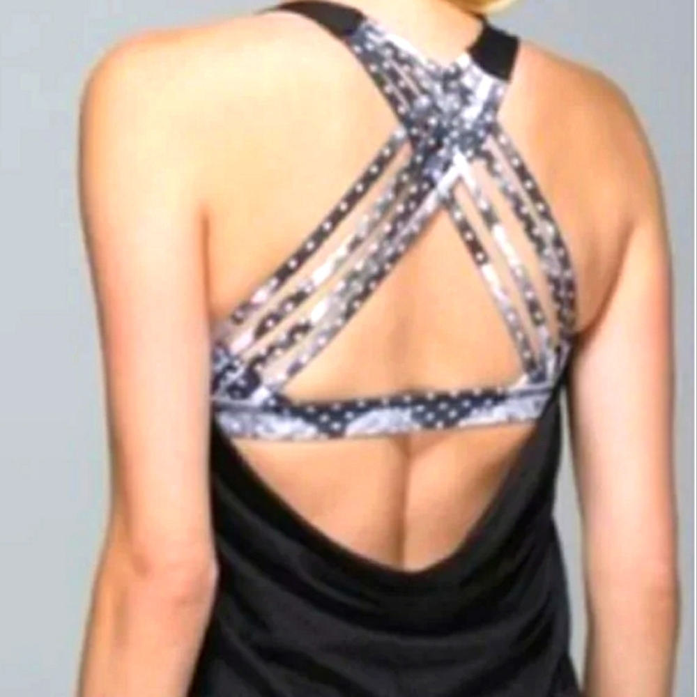 LULULEMON Free To Be Wild Black Tank Slate Leopard, Size 6